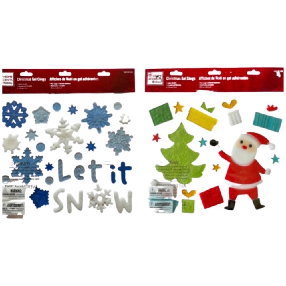 2 Christmas Gel Clings- Reusable & Washable! Brand-New